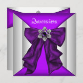 Invitation Quinceanera violet blanc de la cave (Devant / Derrière)