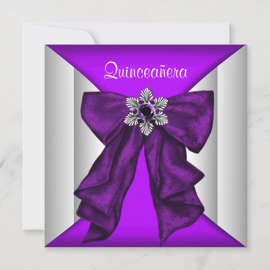 Invitation Quinceanera violet blanc de la cave (Devant)