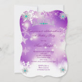 Invitation Quinceañera Violet Bleu Turquoise Perle Flocon de (Dos)
