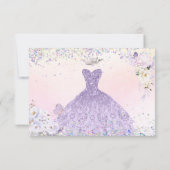 Invitation Quinceanera violet Date de sauvegarde Holographiqu (Dos)