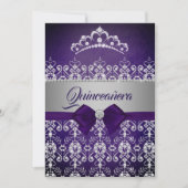 Invitation Quinceanera Violet Éperche Diamond Tiara Bow (Devant)