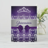 Invitation Quinceanera Violet Éperche Diamond Tiara Bow (Debout devant)