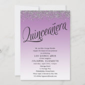 Invitation Quinceanera violet et argent 15e anniversaire (Devant)