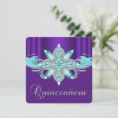 Invitation Quinceanera violet et Turquoise (Debout devant)