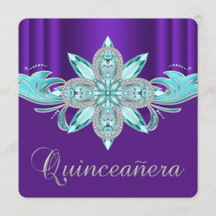 Invitation Quinceañera Violet et Turquoise