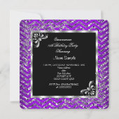 Invitation Quinceanera Violet Noir Argent Diamant Tiara (Dos)