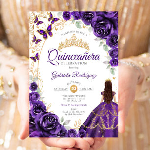 Invitation Quinceanera Violet Or Floral