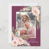 Invitation Quinceañera violet poupée florale photo anniversai (Devant)