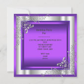 Invitation Quinceanera violette 15 Silver Tiara Tour Eiffel (Dos)