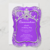 Invitation Quinceanera violette 15e Wonderland hivernal (Devant)