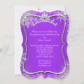 Invitation Quinceanera violette 15e Wonderland hivernal (Dos)