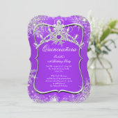 Invitation Quinceanera violette 15e Wonderland hivernal (Debout devant)