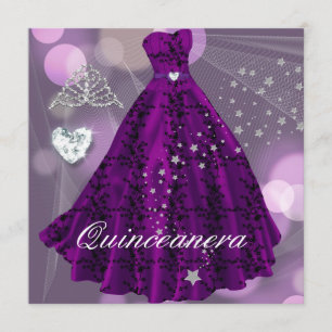 Invitation Quinceanera violette 15ème anniversaire