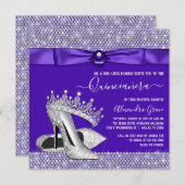 Invitation Quinceanera violette Diamond Tiara Princess (Devant / Derrière)