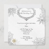 Invitation Quinceanera White Silver Snowflakes Tiara (Dos)