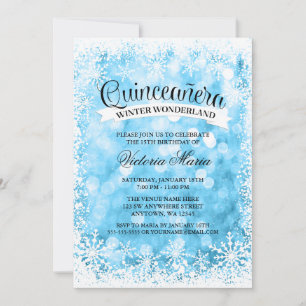 Invitation Quinceanera Winter Wonderland Blue Sparkle