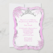 Invitation Quinceanera Winter Wonderland Silver Pink Heures 2 (Dos)