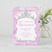 Invitation Quinceanera Winter Wonderland Silver Pink Heures 2 (Debout devant)
