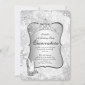 Invitation Quinceanera Winter Wonderland Silver Snowflake 2 (Devant)