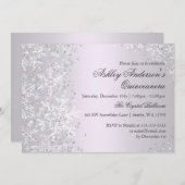 Invitation Quinceanera Winter Wonderland Violet Snowflakes (Devant / Derrière)