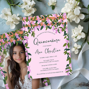 Invitation Quinceañera Wisteria Vines Floral Photo personnali