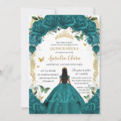 Invitation Quinceañera XV Turquoise Floral Princesse (Devant)