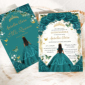 Invitation Quinceañera XV Turquoise Floral Princesse