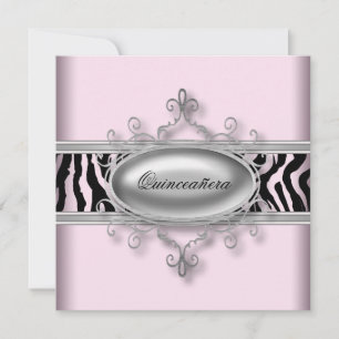 Invitation Quinceanera Zèbre Rose