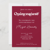 Invitation Quinceañero Elegant Bourgogne Téméraire Typographi (Devant)