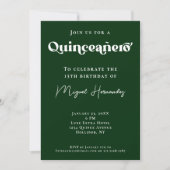 Invitation Quinceañero Elegant Green Bold Typographie Anniver (Devant)