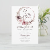 Invitation Quincenera en espagnol Boho (Debout devant)
