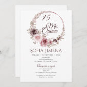 Invitation Quincenera en espagnol Boho (Devant / Derrière)