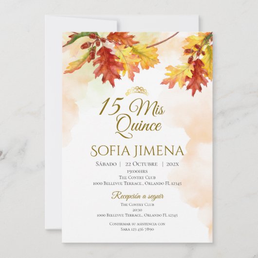 Invitation Quincenera en espagnol Boho (Devant)