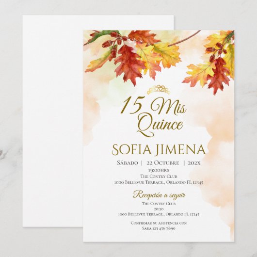 Invitation Quincenera en espagnol Boho (Devant / Derrière)