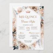 Invitation Quincenera en espagnol BohoFloral (Devant / Derrière)