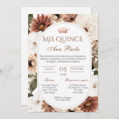 Invitation Quincenera en espagnol BohoFloral (Devant / Derrière)