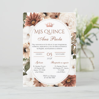 Invitation Quincenera en espagnol BohoFloral