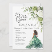 Invitation Quincenera Florale de Verdure en Espagnol (Devant)
