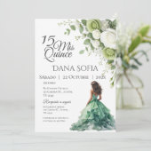 Invitation Quincenera Florale de Verdure en Espagnol (Debout devant)