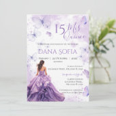 Invitation Quincenera Florale Violette Espagnol (Debout devant)