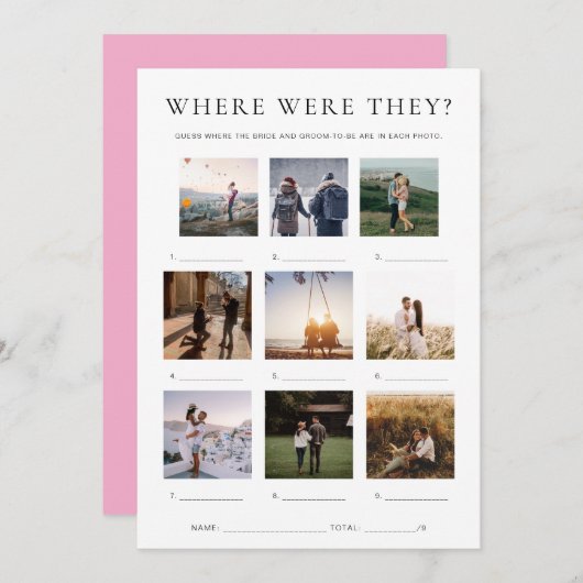 Invitation Quinn Où étaient-ils jeu de photo de vacances (Devant / Derrière)