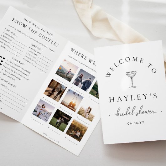 Invitation Quinn Script Bridal Shower Game and Menu Booklet