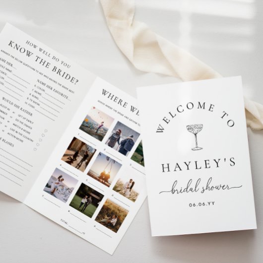 Invitation Quinn Script Bridal Shower Game and Menu Booklet