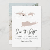 Invitation QUINN US VIRGIN ISLANDS Blush Map Enregistrer la d (Devant / Derrière)