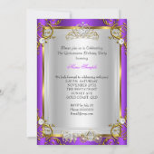 Invitation Quinze Ans Anniversaire de Fée Violet Or (Dos)