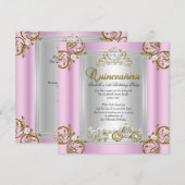 Invitation Quinze Ans Anniversaire Fée Rose (Devant / Derrière)