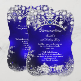 Invitation Quinze ans bleu argentée Wonderland d'hiver