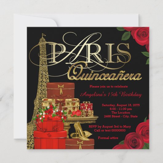 Invitation Quinze ans de Paris rouge (Devant)