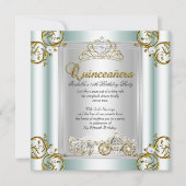 Invitation Quinze Ans Fête Contes de Fées Bleu Menthe (Devant)