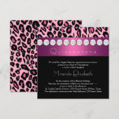 Invitation Quinze ans Fleur de Léopard Rose Chaud (Devant / Derrière)